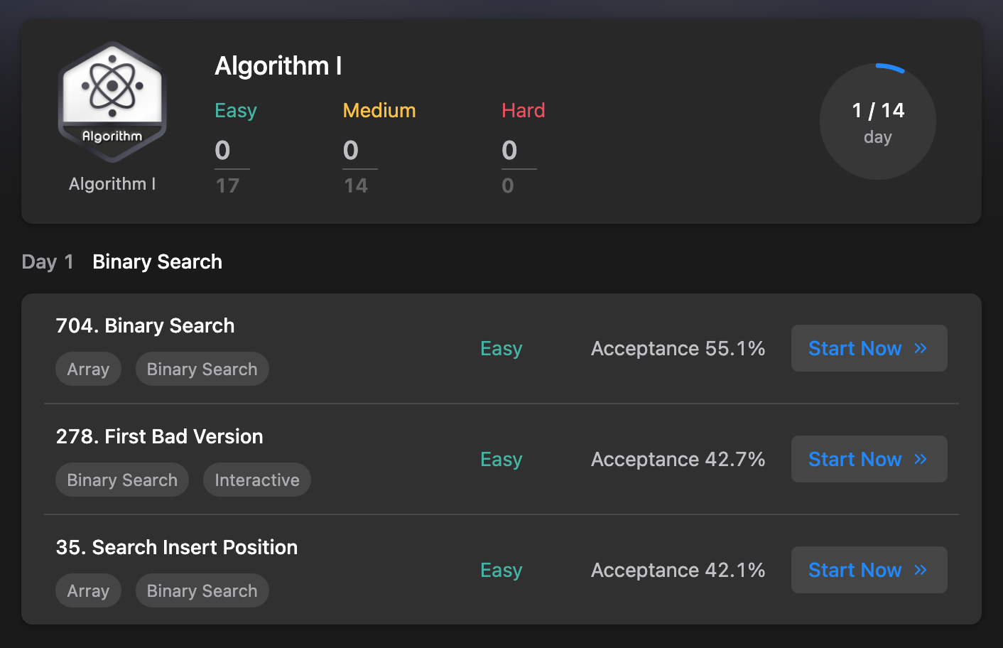 Leetcode algorithm study plan